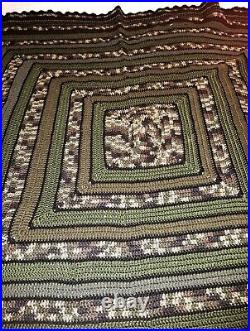 A Large camouflage Blanket/all Hand Crocheted