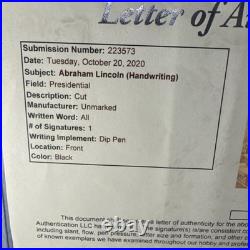Abraham Lincoln Cut Handwriting all Jsa Coa Abraham Lincoln Cut Handwriting all Jsa Coa