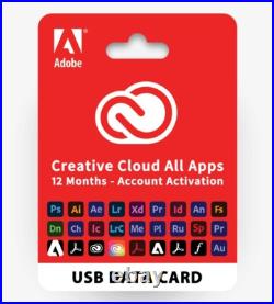 Adobe Creative Cloud All Apps on USB Data Card 12 Months Account Activation