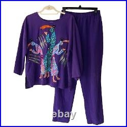 Alfredo's Wife Womens Pants Set Size Small Medium Vintage Art To Wear Cotton