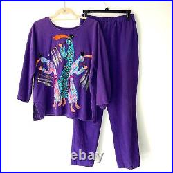 Alfredo's Wife Womens Pants Set Size Small Medium Vintage Art To Wear Cotton