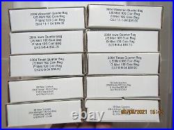 All 10 2004 P&D State Quarter Bags Boxes of 100 Quarters 1000 Quarters Total #2