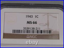 All 3 Mints BU GEM 1943 Steel Lincoln Penny Cents P-D-S NGC MS66. #2