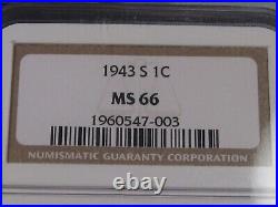 All 3 Mints BU GEM 1943 Steel Lincoln Penny Cents P-D-S NGC MS66. #2