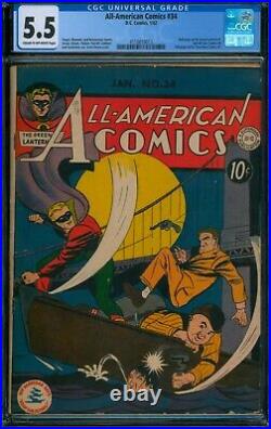 All-American Comics #34 (DC 1942)? CGC 5.5? Golden Age Green Lantern Comic