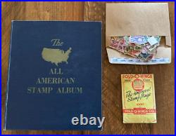 All American Stamp Album Unused Stamp Collection Plus Hundreds of Used Stamps