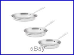 All-Clad 4108, 4110, 4112 SS Tri-Ply Bonded 8 10 and 12 inch Fry-Pan Set