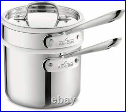 All-Clad 4202 Tri-Ply Stainless 2-qt Sauce Pan with Ceramic Double Boiler with Lid