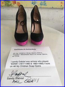 All My Children Soap Opera EDNA SIGNED Shoes 7.5 COA 1970-80's Sandy Gabriel