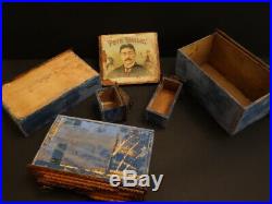 All Original Antique Tramp Art Wooden Drawer 171/2 Cigar Boxes Outstanding 1880