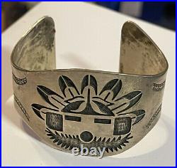 All Sterling Hopi Kachina Bracelet, Free Shipping