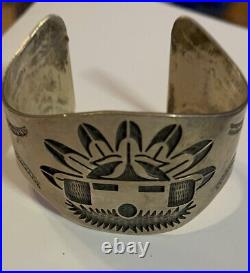 All Sterling Hopi Kachina Bracelet, Free Shipping