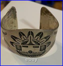 All Sterling Hopi Kachina Bracelet, Free Shipping