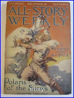 All-Story Weekly Dec. 18, 1915 FN Monahan Polar Bear Fight Cvr! Son of Tarzan