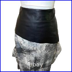 Anarkh Womens Skirt Size 10 Leather Top Side Zipper Art To Wear Gray Black New