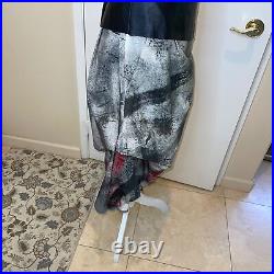 Anarkh Womens Skirt Size 10 Leather Top Side Zipper Art To Wear Gray Black New