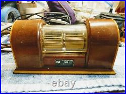 Antique 1937 New Haven Time Flip Clock All Original Art Deco Wood & Glass