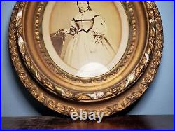 Antique Cabinet Card Photo of Young Woman in Early Gilt Wood Frame 8.5 x 6.5