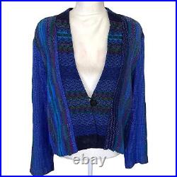 Arna Shaw Weaver Blazer Womens Size Medium Large Art To Wear Handwoven Button