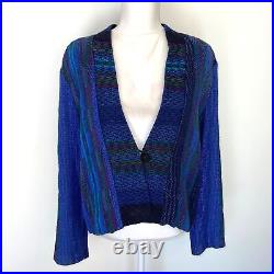 Arna Shaw Weaver Blazer Womens Size Medium Large Art To Wear Handwoven Button