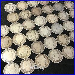 BARBER QUARTER ROLL 40 COINS $10 FACE VALUE ALL 1892 P #R58a