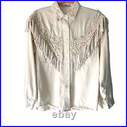 Barbara Shara Western Shirt Womens Size Medium M Vintage 90s Custom Made In USA