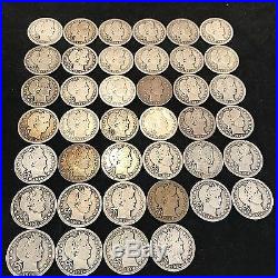 Barber Quarter Roll 40 Coins $10 Face Value All 1914 P Vg R53