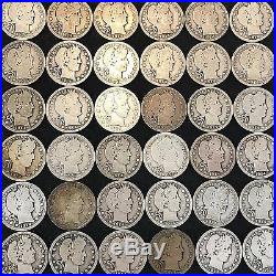 Barber Quarter Roll 40 Coins $10 Face Value All 1914 P Vg R53