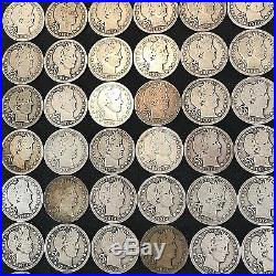 Barber Quarter Roll 40 Coins $10 Face Value All 1914 P Vg R53