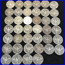 Barber Quarter Roll 40 Coins $10 Face Value All 1914 P Vg R53