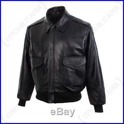 Black Leather US Pilots A2 Jacket WW2 American Airforce Repro All Sizes New
