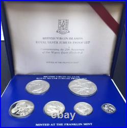 British Virgin Islands 1977 Proof Set All Silver Coins Queens Jubilee COA