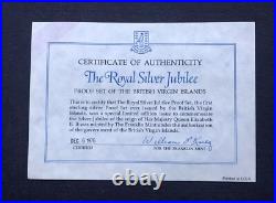 British Virgin Islands 1977 Proof Set All Silver Coins Queens Jubilee COA