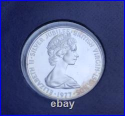 British Virgin Islands 1977 Proof Set All Silver Coins Queens Jubilee COA