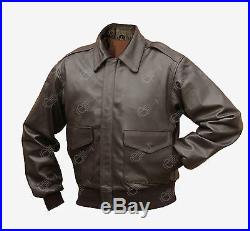 Brown Leather US Pilots A2 Jacket WW2 Coat American Repro Air Force All Sizes