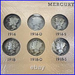 COMPLETE SET 1916-1945 Mercury Dimes in Dansco Album VERY ORIGINAL ALL 77 COINS