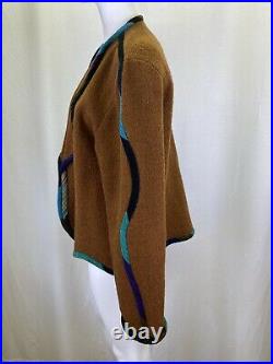 Candiss Cole Wool Silk Blend Art to Wear Womens Open Front Jacket Size Large