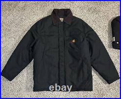 Carhartt Jacket Sz Large Hooded Carpenter Detroit Duck Chore Work-wear Zip Coat