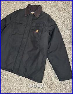 Carhartt Jacket Sz Large Hooded Carpenter Detroit Duck Chore Work-wear Zip Coat