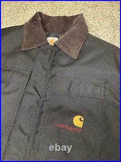 Carhartt Jacket Sz Large Hooded Carpenter Detroit Duck Chore Work-wear Zip Coat