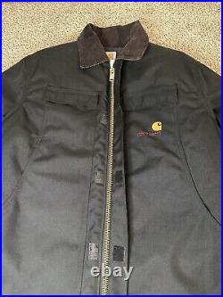 Carhartt Jacket Sz Large Hooded Carpenter Detroit Duck Chore Work-wear Zip Coat