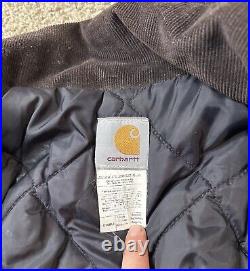 Carhartt Jacket Sz Large Hooded Carpenter Detroit Duck Chore Work-wear Zip Coat