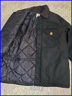 Carhartt Jacket Sz Large Hooded Carpenter Detroit Duck Chore Work-wear Zip Coat