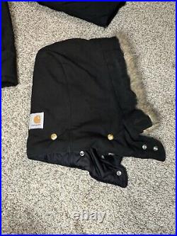 Carhartt Jacket Sz Large Hooded Carpenter Detroit Duck Chore Work-wear Zip Coat