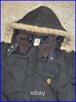 Carhartt Jacket Sz Large Hooded Carpenter Detroit Duck Chore Work-wear Zip Coat
