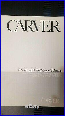 Carver TFM-45 Power Amplifier Mint Condition All Original Box Manual Insertions