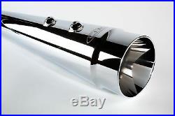 Cary Faas CFR 4 1/2 Chrome All Smooth Megaphone Tapered Mufflers Harley FLH 95