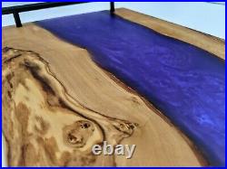 Charcuterie serving board tray OLIVE WOOD with Purple haze Epoxy Inlay with handles