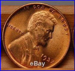Choice To Gem Bu Roll Of 1937 Lincoln Wheat Cents Nearly All Are Full Red
