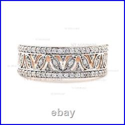 Cluster Diamond Eternity Band Ring Solid 14K Rose Gold Handmade Statement Ring